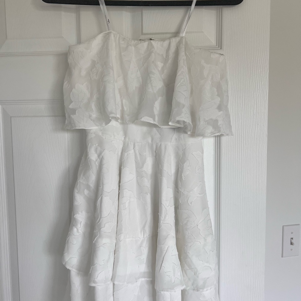 Lulu's White Textured Floral Dress